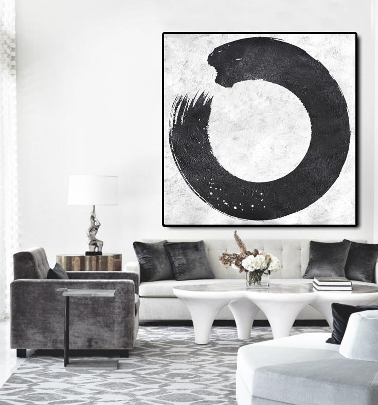 Minimal Black and White Painting #MN15A - Click Image to Close